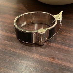 Hermès hinged bracelet sized small in black and palladium